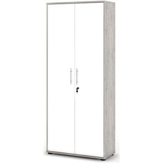 Dmora Armadio Multiuso 2 Ante Saponara, Cassetti, 4 Ripiani, 2 Ante, 79x188h cm Grigio Cemento