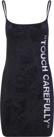 Off-white Quote Fuzzy Mini Jurk - Dames - Korte kleedjes - Zwart - S - Wol - Kleedjes