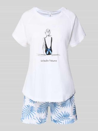 Louis & Louisa Regular Fit Pyjama mit Schleifen-Detail in Weiss, Gr&ouml;&szlig;e XXL