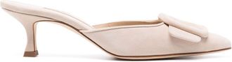 Manolo Blahnik Neutral Maysale 50 Suede Pumps - Womens - Suede