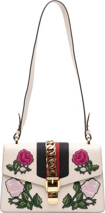 Gucci Pre-owned Womens Sylvie Shoulder Bag Floral - Ivory Leather - One Size