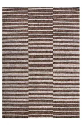 Jonathan Y Designs Sukie Modern Offset Stripe Indoor/Outdoor Area Rug in Brown/beige at Nordstrom, Size 2Ft 0In X 8Ft 0In