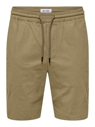 Only & Sons Chinoshorts ONLY & SONS ONSCAPRI SLIM SLUB CHINO SHORTS OTL, Herren, Gr. XL, N-Gr, teak, Web, Obermaterial: 98% Baumwolle, 2% Elasthan, unifarben, sli