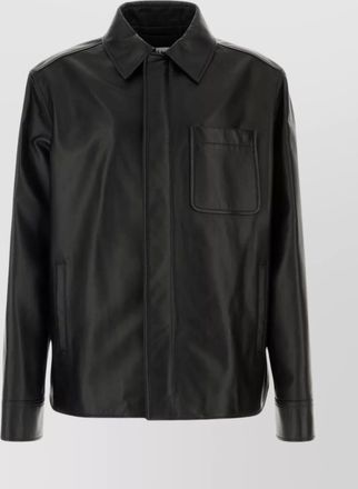 Loewe leather jacket with collared neck and front pocket