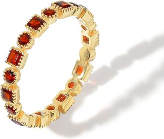 Tiramisu 14K Gold Plated Over 925 Sterling Silver Crimson Cadence Garnet Stone Ring