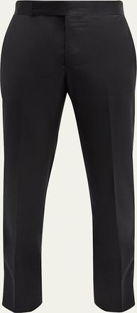 Giorgio Armani Mens Tonal Wool-Blend Tuxedo Pants
