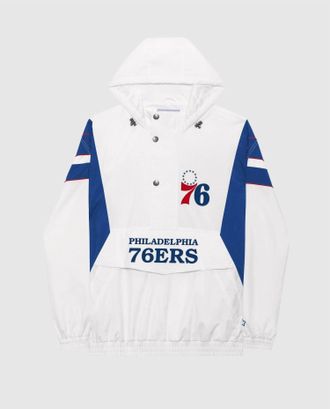 Starter Mens Philadelphia 76Ers Home Team Half-Zip Jacket In White