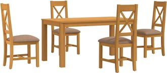 vidaXL Conjunto De Comedor 5 Uds. Gris Madera De Roble S&oacute;lido Vidaxl