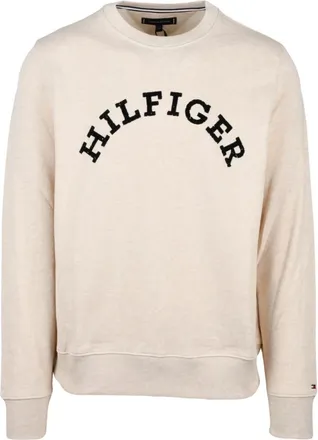 Tommy Hilfiger Felpa Girocollo - Heren - Sweatshirts - Beige - S - Katoen - Hoodies & sweatvesten