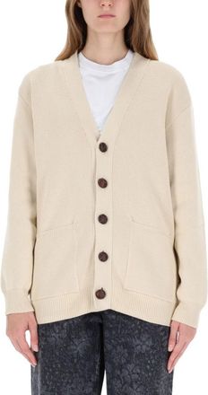 Golden Goose Beige Knit Cardigan With Button-Down Front