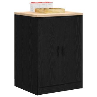 Berkfield Home Garage Storage Cabinet Black 60x51x85 cm Solid Wood Pine | Size: 60 x 51 x 85 cm
