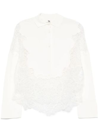 Ermanno Scervino lace-panelling shirt - women - Polyester - 42 - Neutrals