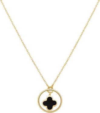 Italian Gold, Inc 14K Onyx Clover Pendant