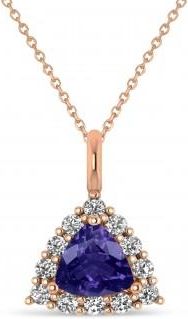 Allurez Diamond & Tanzanite Trillion Cut Pendant Necklace 14k Rose Gold (1.53ct)