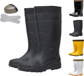 Generic Labor Rain Boots for Men Size 7.5 Wellingtons Warm Lined Knee High Rainboots Thermal Insulation Outdoor Slip-on Boots for Fishing, Hunting, Gardening 