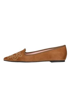 Pretty Ballerinas Pointed Toe Studded Loafer in Brown at Nordstrom, Size 38.5