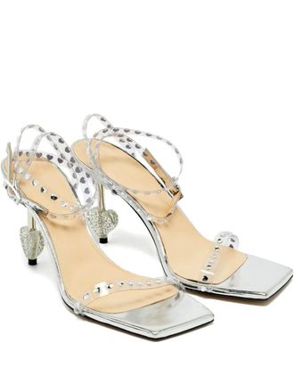 Mach & Mach heart-studded sandals - Silver
