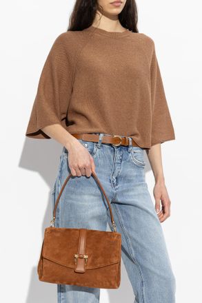 Ferragamo Suede Shoulder Bag, Womens, Brown