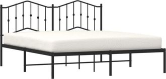vidaXL Vidaxl - Metal Bed Frame without Mattress with Headboard Black 160x200cm