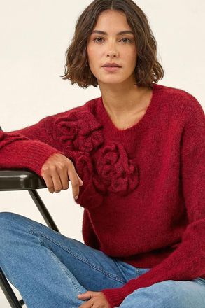 Roman Chunky Floral Knit Jumper