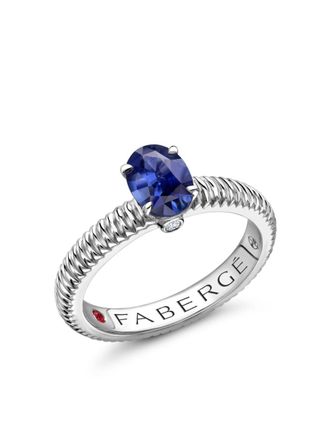Fabergé 18kt witgouden Colours of Love ring met saffieren - Blauw