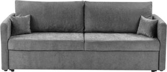 Beliani Sof&aacute; Cama Moderno De Tela Convertible Con Almacenamiento Cojines Adicionales Fundas Desmontables Gris Claro Bleik