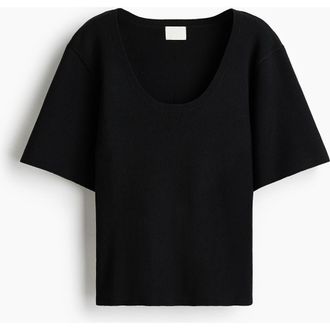 H&M Fine-knit T-shirt in Black at Nordstrom, Size Xx-Small