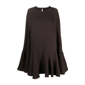 Valentino Short Dresses, female, Brown, 3XS, Silk Cape Dress