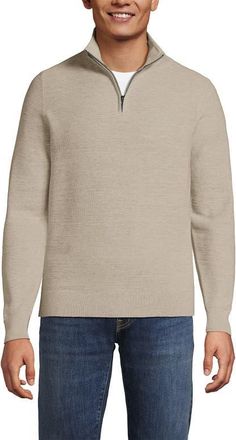 Lands End Long Sleeve Summer Weight Quarter Zip in Aged Birch Heather at Nordstrom, Size X-Large