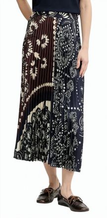 Weekend Patchwork Midi-Length Pleated Skirt