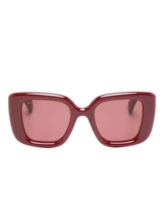 Gucci logo rectangle-frame sunglasses - unisex - Acetate - 50 - Red