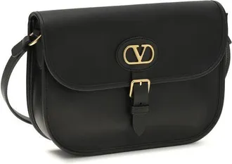 Valentino Garavani Mens Black Calf Leather Bos Taurus Shoulder Bag