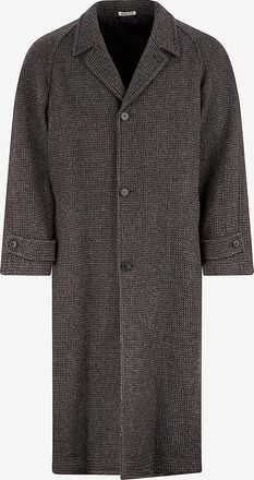 Auralee Langer Tweed-Mantel mit Reversekragen