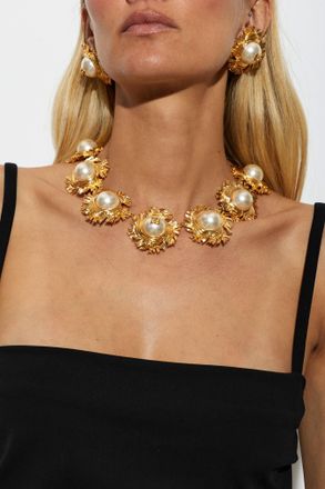 Dolce & Gabbana Short Necklace With Artificial Pearls, Womens, Gold