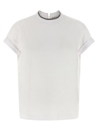Brunello Cucinelli Monile T Shirt Bianco-Donna