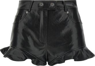 Self Portrait Faux Leather Shorts - Dames - Bermuda - Zwart - 2XS - Leer - Korte Broeken