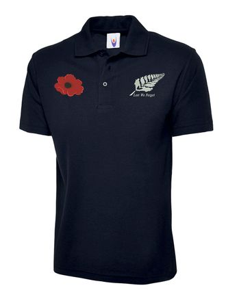Generic Lest We Forget Polo Embroidered Shirt, Veterans Day Poppy Flower Embroidered Polo Unisex Top (Navy, L, l)
