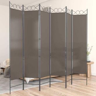 vidaXL Biombo Divisor De 6 Paneles De Tela Gris Antracita 240x220 Cm Vidaxl