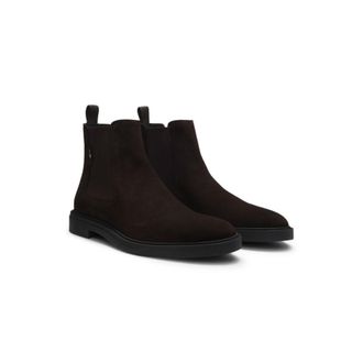 BOSS Suede Chelsea boots with signature stripe