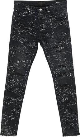 Purple Embellished Distressed Denim