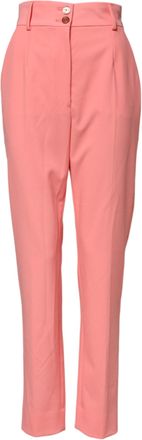 Dolce & Gabbana Womens Pink High Waist Tapered Dress Pants Polyester Viscose Elastane