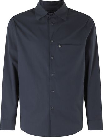 Aspesi Blue Blade Zippered-Chest Cotton-Blend Casual Shirt