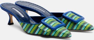 Manolo Blahnik Mules Maysalebi a rayas con piel