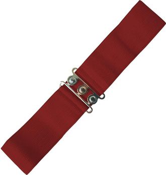 Banned Retro Vintage 1950s Elasticated Wide Nurse Belt - Burgundy (Medium - UK 10-16)
