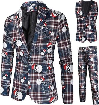 Generic 3 Piece Suit for Men Christmas Suits One Button Slim Fit Suit