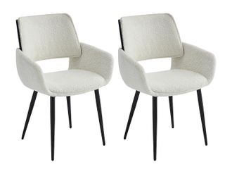 Vente-Unique Vente-unique - Sedia In Tessuto Bouclette, Placcato Frassino E Metallo Nero Bianco - Lotto Di 2 - Zurikia