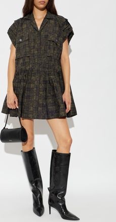 Ganni Floral Print Dress, Womens, Green