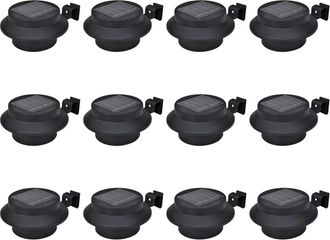 vidaXL Vidaxl - L&aacute;mparas Solares Para Valla Exterior 12 Uds Led Negro