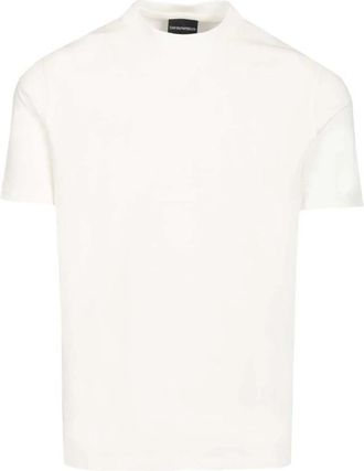 Emporio Armani Jersey T-shirt met bijpassend Intarsia-logo - Heren - T-shirts - Wit - S - Katoen - Tops