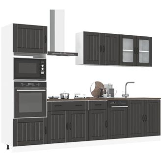 vidaXL Vidaxl - Set Mobili da Cucina 7 pz Kalmar Neri Legno Multistrato